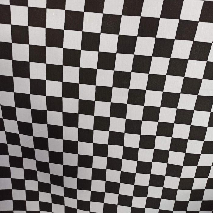 "New" Kain TC poli katun kotak catur hitam putih lebar kain 150 cm