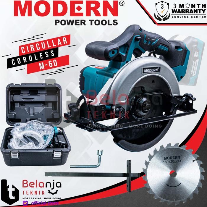 Modern Mesin Gergaji Potong Kayu M-60 Cordless Circular Saw 20 V M60
