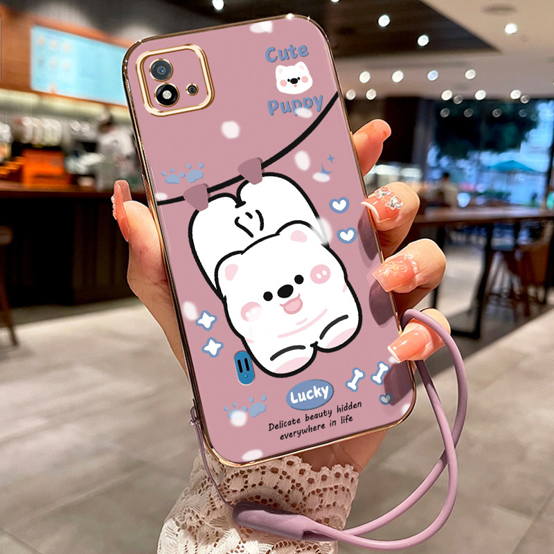 Casing Hp Untuk Realme C20 C20A C11 2021 C11 2020 Case Anjing kecil pink pelapisan Kekinian Cesing s