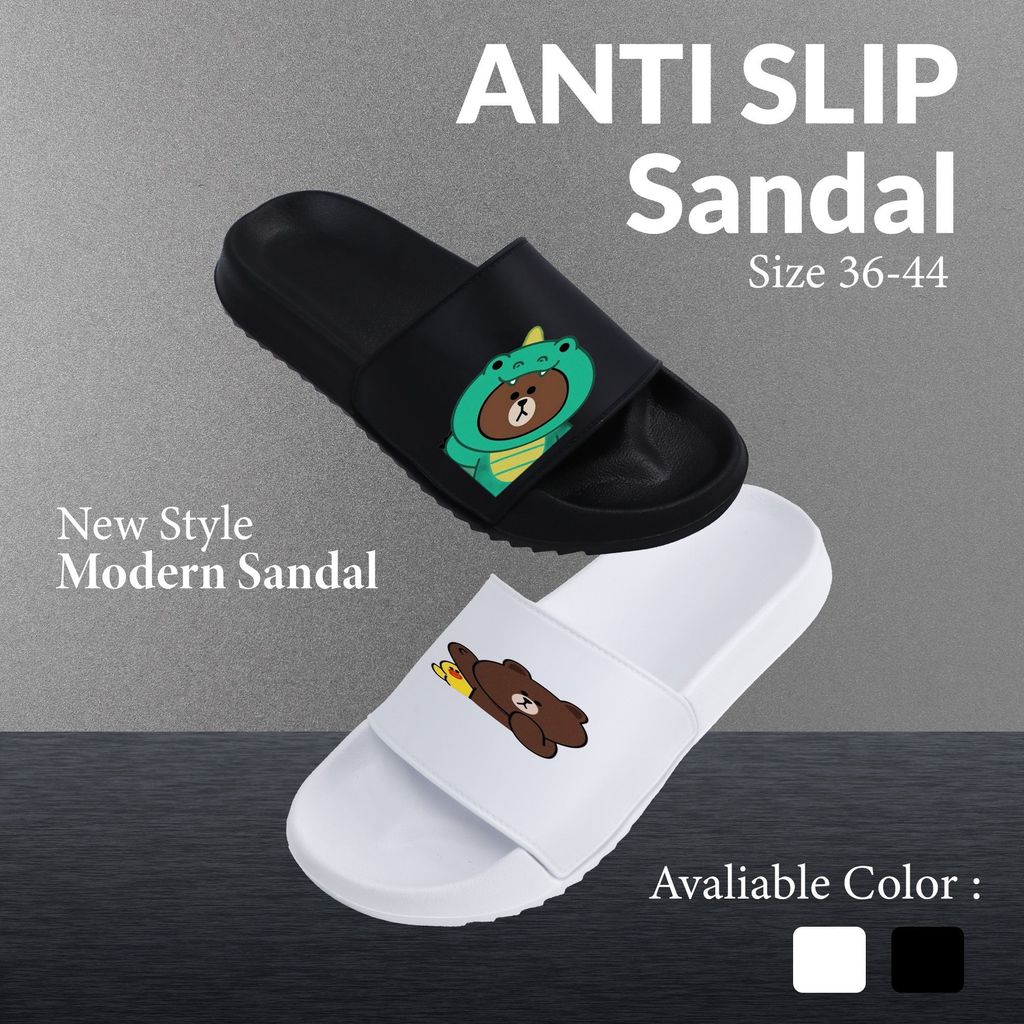 Sandal Anak Dewasa Anti Slip Cowok Cewek Sandal Kartun Dinosaurus Beruang, Sandal Casual Indoor Outd