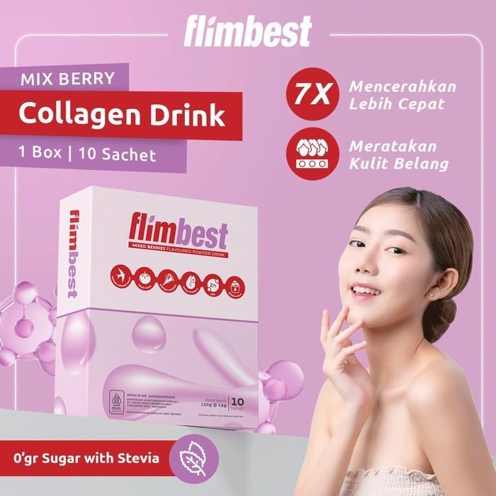 Flimbest Collagen 1 Box 10 Sachet 5000Mg L-Glutathione 300Mg & 100% Vitamin C White Tomato Saffron