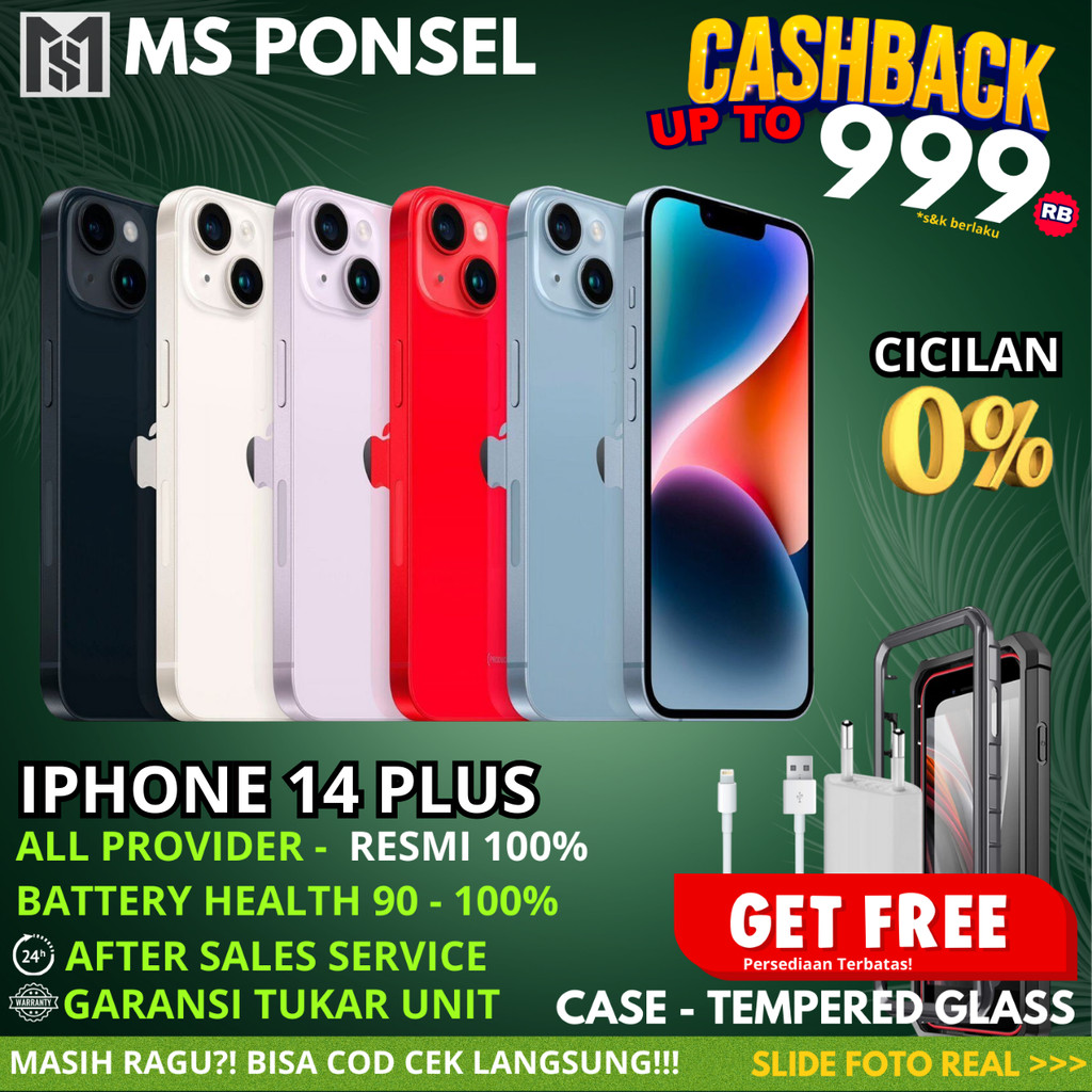 iPhone 14 Plus 512GB 256GB 128GB Second Original Resmi Fullset