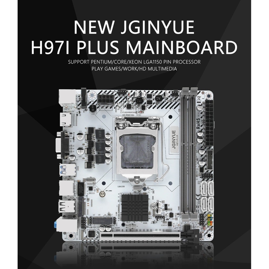 JGINYUE H97 ITX LGA 1150 Motherboard Intel i3 i5 i7 E3 CPU DDR3 1600MHz 16GB M.2 NVME SATA USB3.0