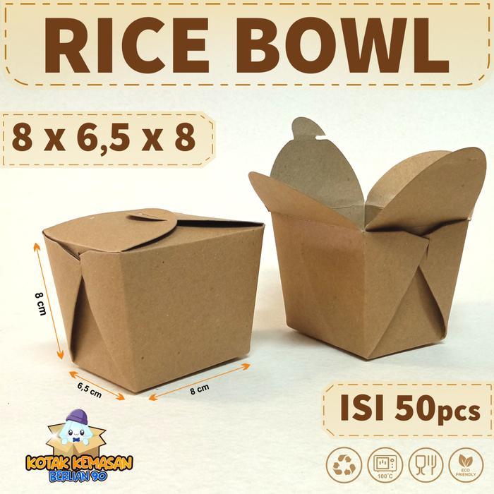 (Isi 50pcs) Food Pail Size S / Rice Bowl Box Kraft/ Lunch Box Take away