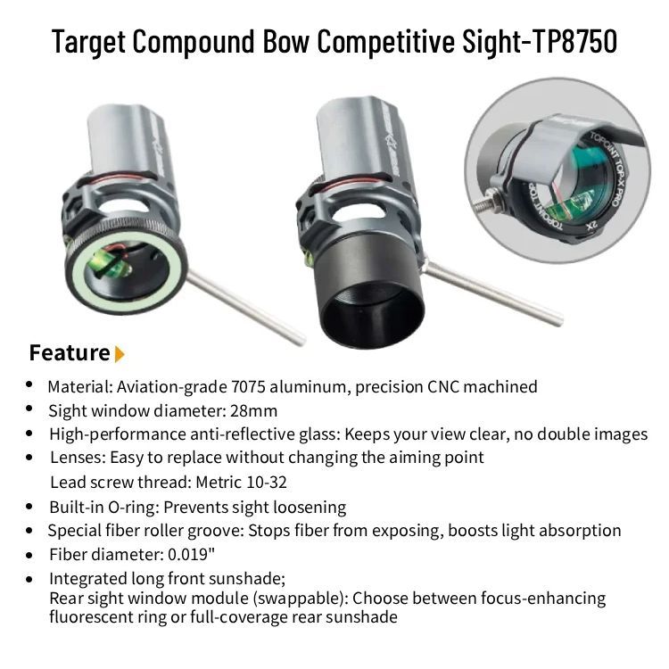 Target Compound Bow Sight 2/4/6/8X Lens Scope with Sunshade Archery Competitive Shooting Accessory