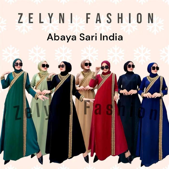 zeni GAMIS ABAYA TURKEY MEWAH TURKI MIX CERUTY SARI INDIA 02 WARNA Wanita Muslim Arab Lebaran Bordir