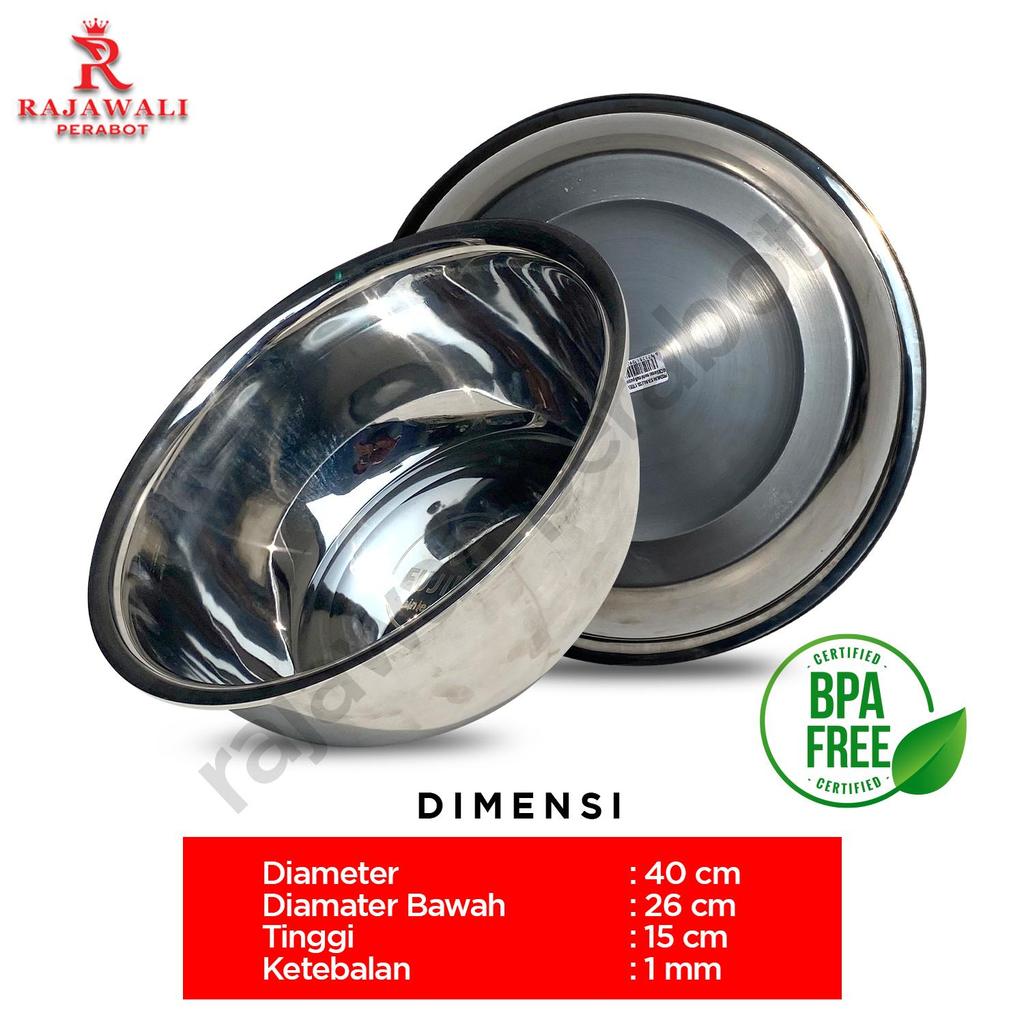 Baskom Stainless 40cm Mangkok Adonan Mixing Bowl 40 cm