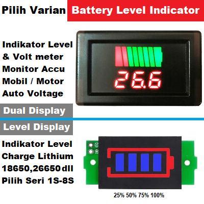Battery Charger Level Indicator Aki+Voltmeter /Indikator Baterai 18650