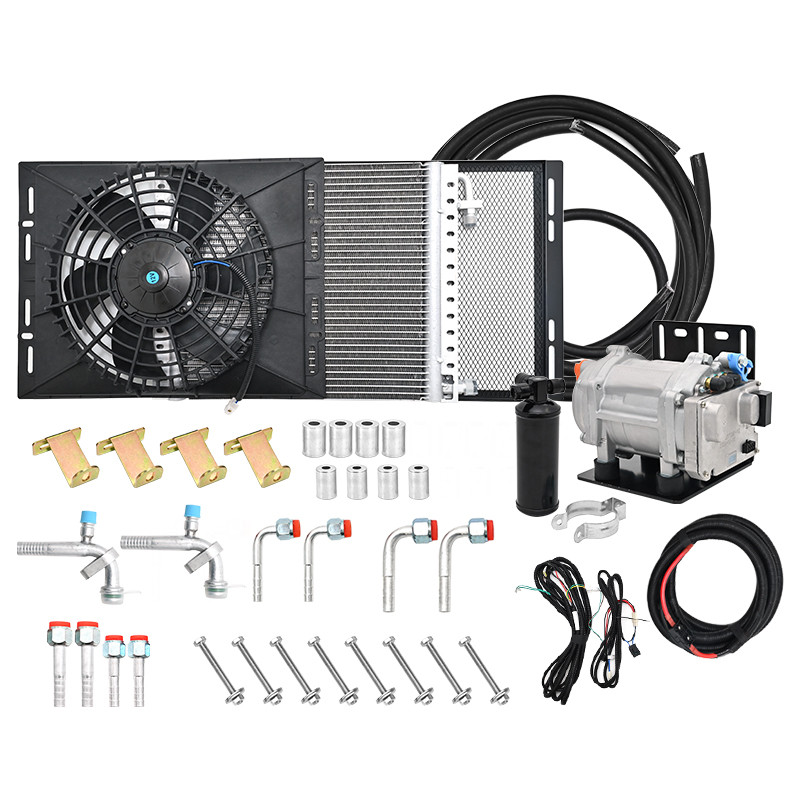 CFY 12V/24V Automotive Air Conditioning System Kit Universal Electric Air Conditioning Compressor