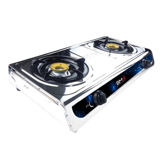 Sanken Living - Spesial Jordi Onsu - Kompor Gas 2 Tungku Stainless Steel Api Biru Bahan Premium