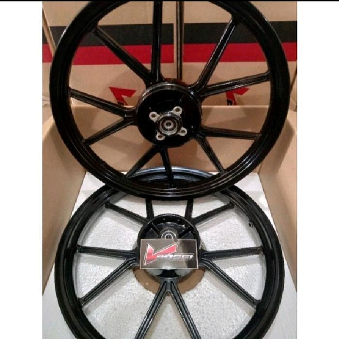 VELG VROSSI NOZ GPWHEEL GP WHEEL DD DOUBLE DISC SUZUKI SATRIA 2TAK DAN RX COOL - Black glossy