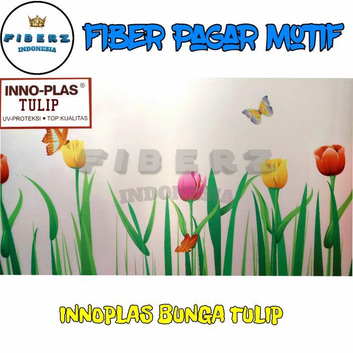 INNOPLAS - Fiber Plastik Penutup Pagar Motif BUNGA TULIP Meteran