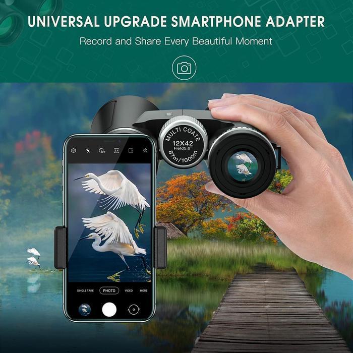 Professional HD Binoculars K&F Concept 12x42 with Phone Clip Tripod
