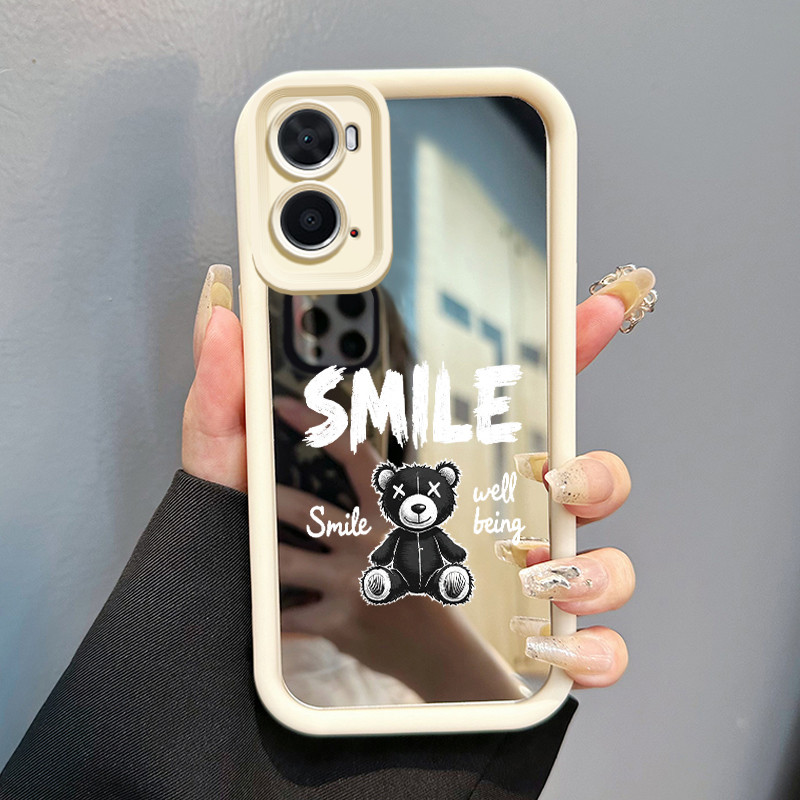 Casing Hp OPPO A36 OPPO A76 OPPO A96 Case Casing Boneka beruang Pola Kasus cermin tangga Kasus ponse