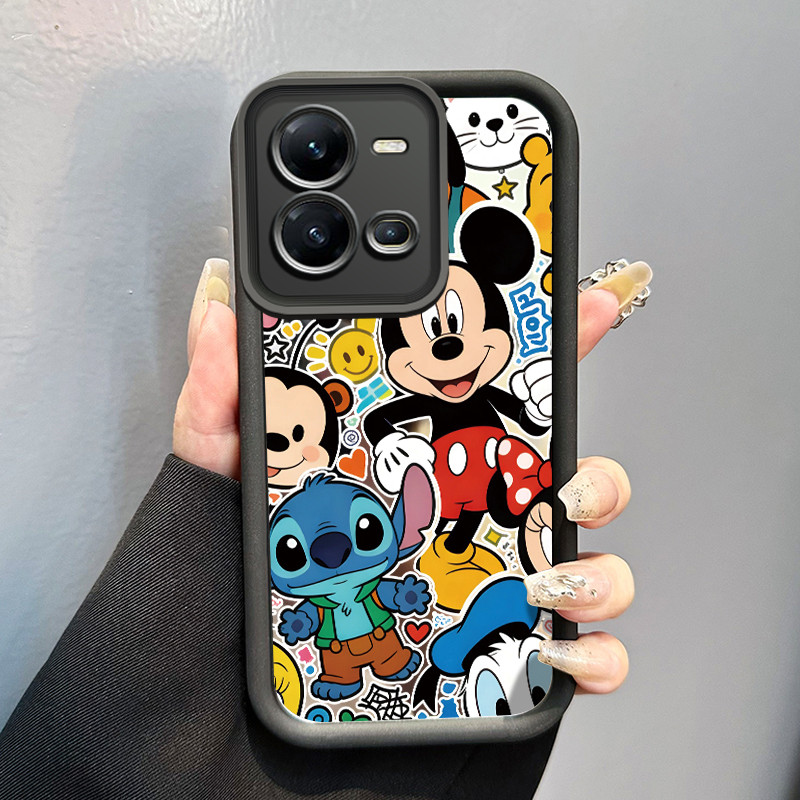 Casing Hp Untuk VIVO V25 5G VIVO V25E VIVO X80 Lite 5G Case Cartoon Mickey Series Cermin Kasing sili