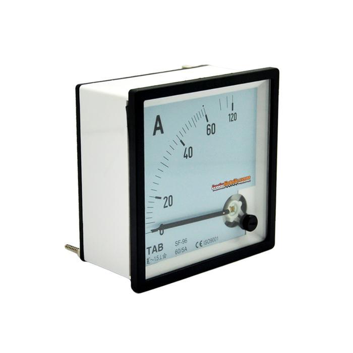 Ampere Meter Analog AC 60 / 5 A Via CT 96 x 96 TAB