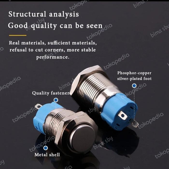 [] Push On Off/12mm /Stainless Push Button Self Lock