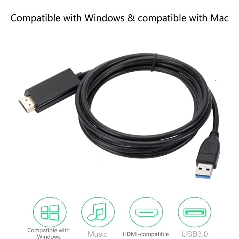 NEW USB3.0 to HDMI Cable USB 3.0 HDMI Converter For Lenovo ASUS Laptop PC Adapter 1.8m 1080P