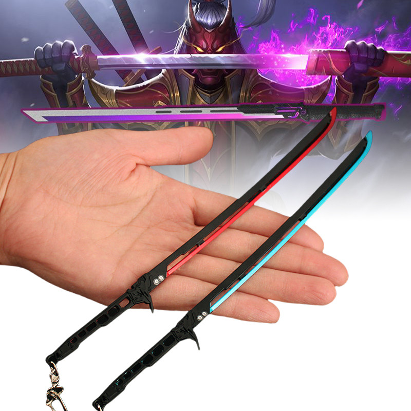 BELI SEKARANG 21cm Cyberpunk Katana Metal Mini Blade Steel Anime Ninja Knife Weapon Damascus Sword R