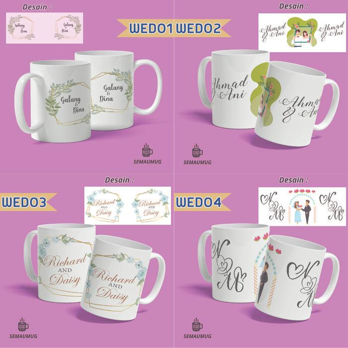 MUG WEDDING KADO PERNIKAHAN GELAS CANGKIR PRINT CUSTOM SEMAUMUG