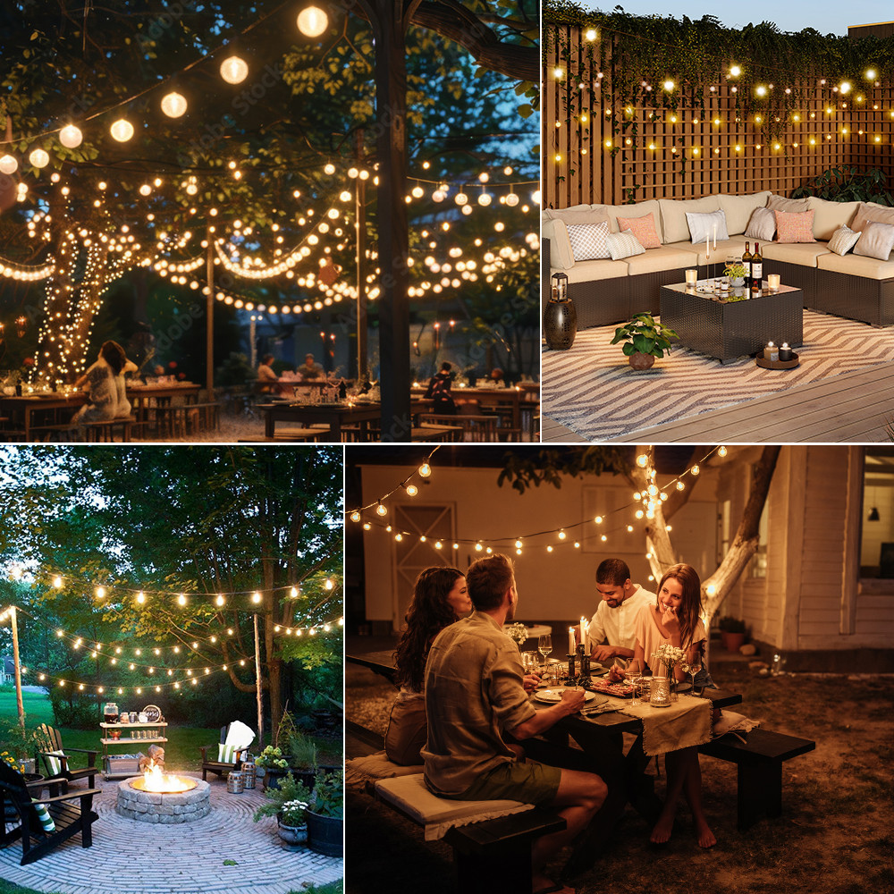 G40 Outdoor Solar String Light Garland LED Solar String Lights 24V Globe Waterproof Hanging Lights