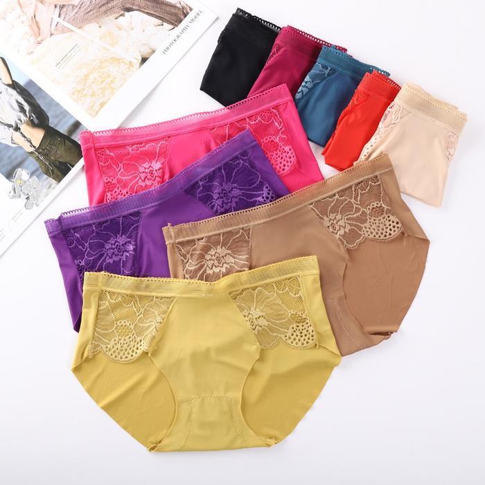 Missoofficial.id CD8425 Cd Celana Dalam Wanita Seamless Motif Bunga Renda Bahan Satin Undies Seamles