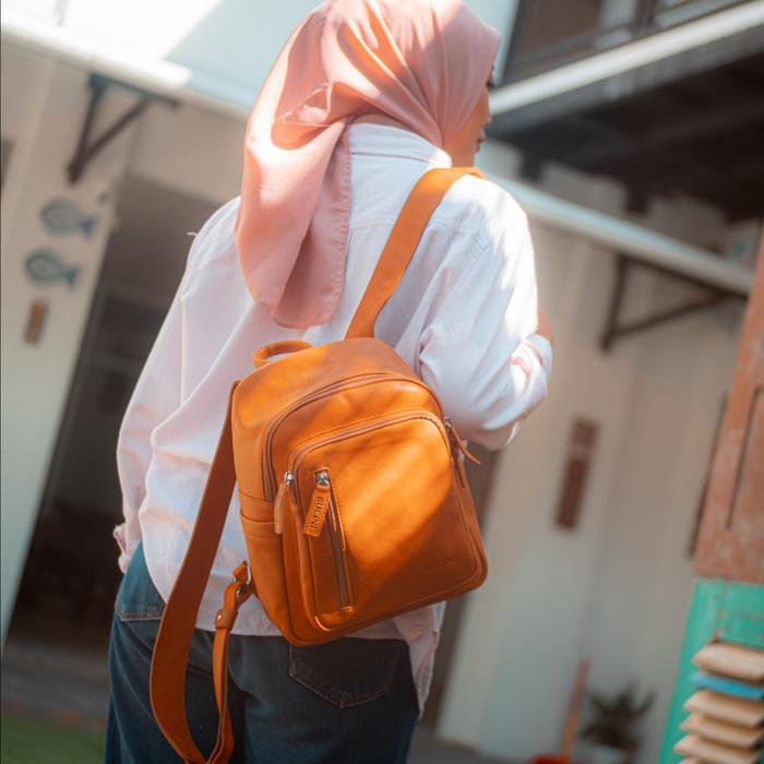 DISKON Leather Backpack I Tas Ransel Kulit Wanita BUCINI Askia READY STOCK