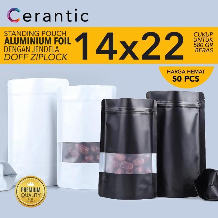 Standing Pouch Window 14 X 22 Cm Transmetz Hitam Putih 14X22 Isi 50 Aluminium Plastik