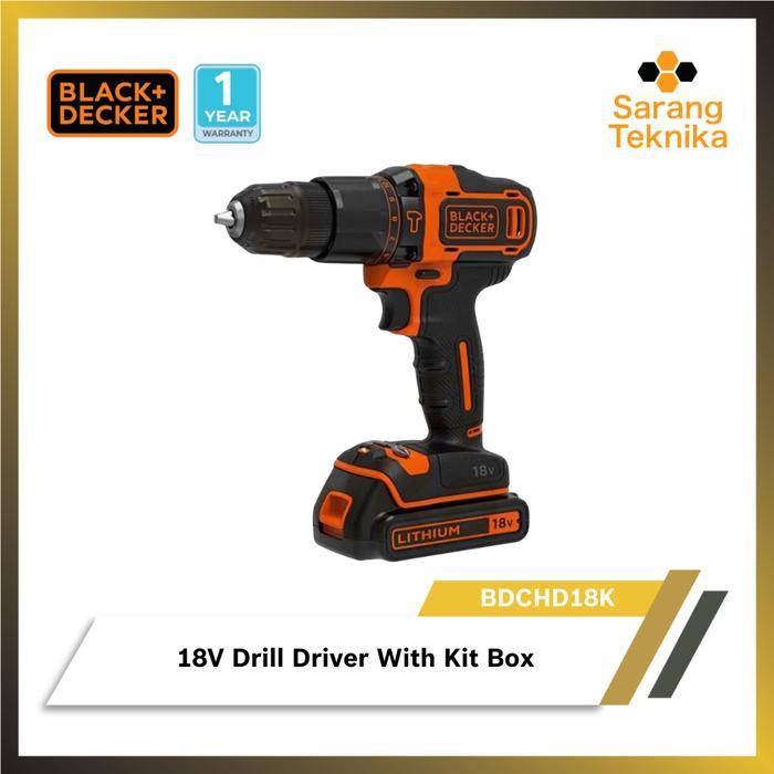 Mesin Bor Cordless 18V Baterai BLACK&DECKER BDCHD18K Hammer Drill