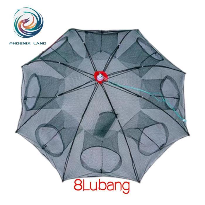 Jaring ikan lipatTempat payung Penangkap ikan udang 8 Lubang Alat Jaring Pancing Jala Ikan Udang