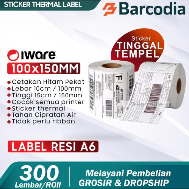 Kertas Thermal Label Stiker 100x150 10x15 300PCS Ukuran A6