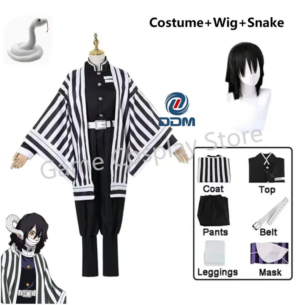 Anime Demon Slayer Kimetsu No Yaiba Iguro Obanai Haori Kimono Cosplay Costume Wig Snake Pro For