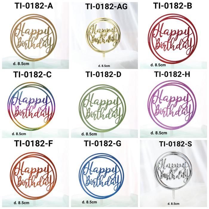 GR-TI-0182 Cake topper tulisan plastik kue happy birthday bulat besar