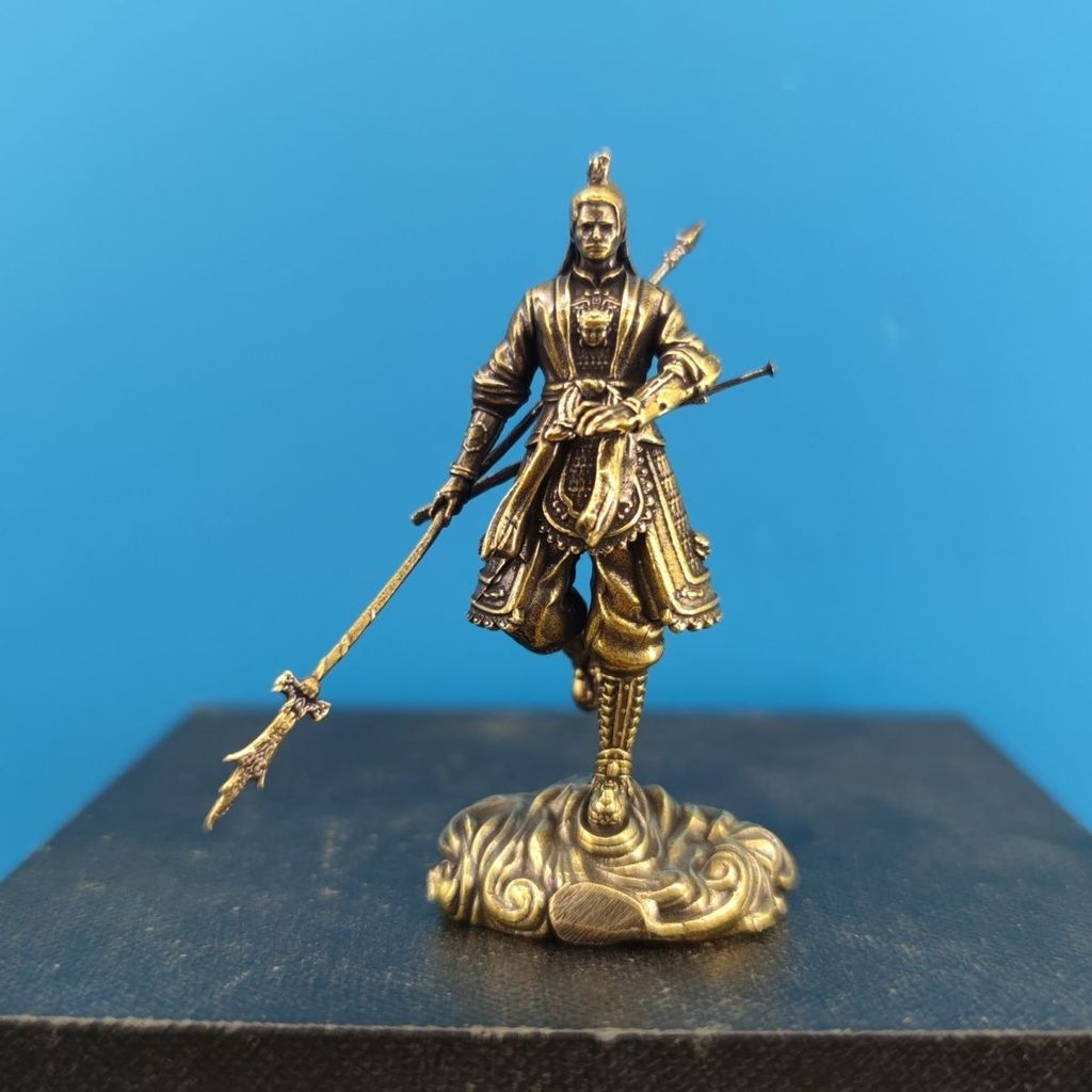 FLASH SALE    Mini Brass Erlang Shen Mythical Figurine - Antique Collectible Statue for Decor  Home 
