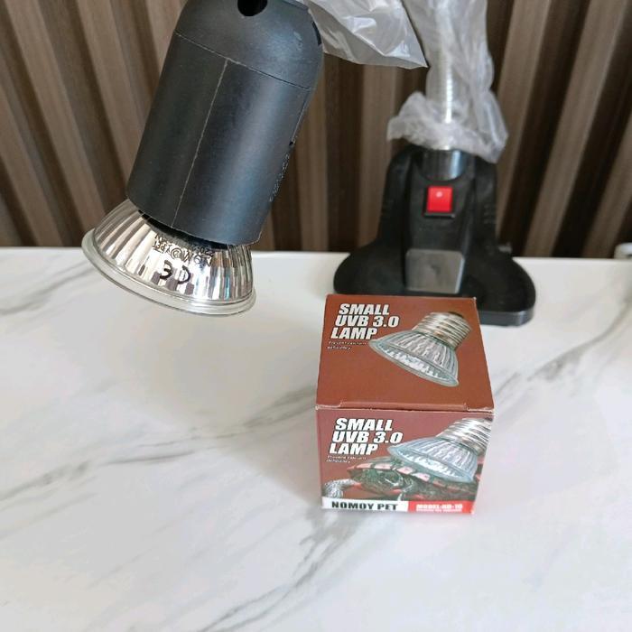 Premium Lampu Reptil Penghangat Kandang Kura Kura Iguana Uvb Uva 25 Watt Satu Set Original