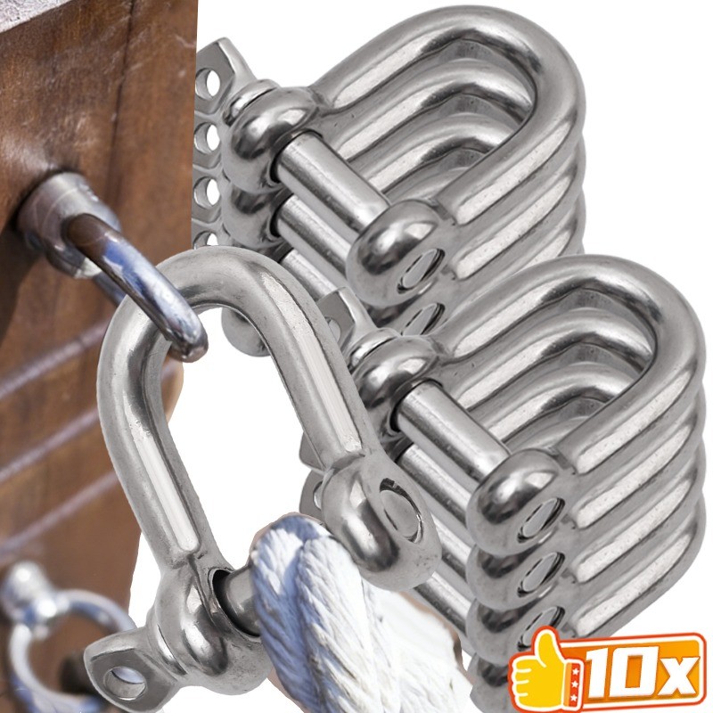 Stainless Steel D Ring Shackle Hook Straight D Shackle Buckle Lock Chain Hook for Wire Rope Chains