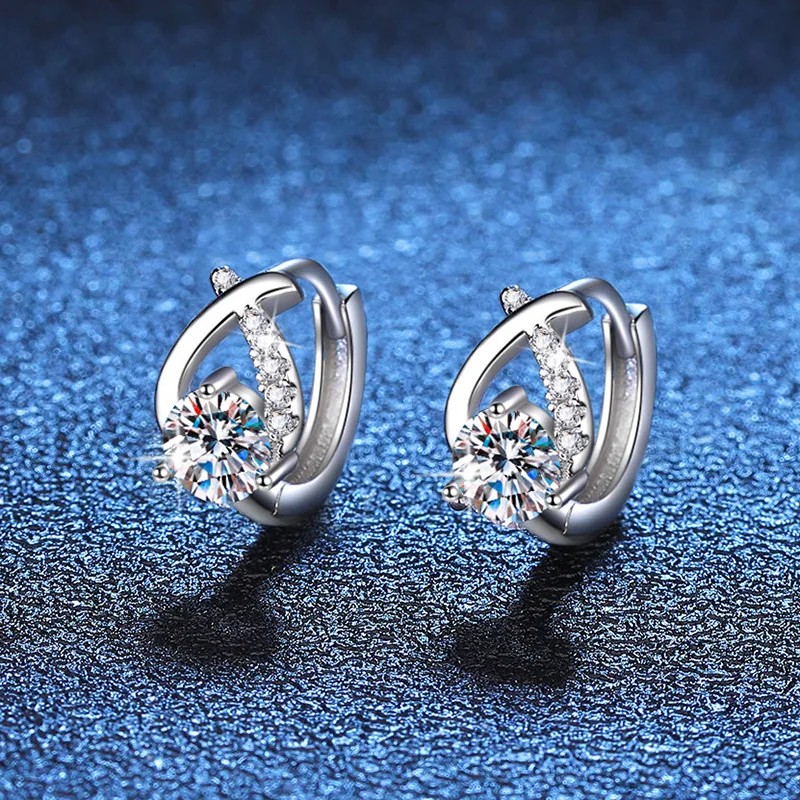 0.5CT 5MM Real Moissanite Hoop Earring with Certificate S925 Sterling Silver Luxury Sparkling