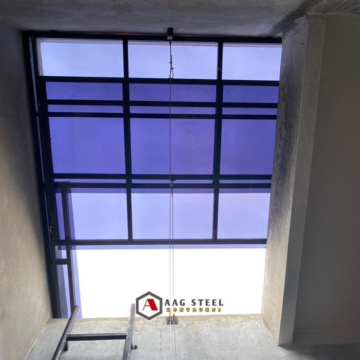 kanopi Sleding tuas catrol solarflat 1,2mm rangka holow 4x8 dan 4x6 Minimalis Besi Bulat