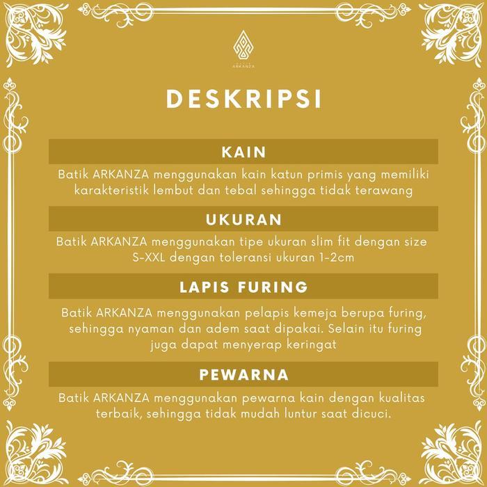 BATIK ARKANZA Motif NARESWARA NAVY PENDEK Kemeja Batik Premium Pria