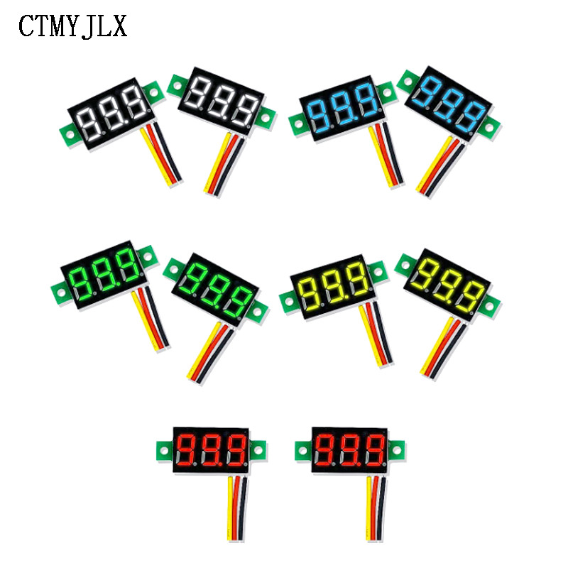 BARU 10PCS Digital Mini Digital Voltmeter 0.28 Inch 0-100V Digital Voltmeter Gauge Tester LED Displa