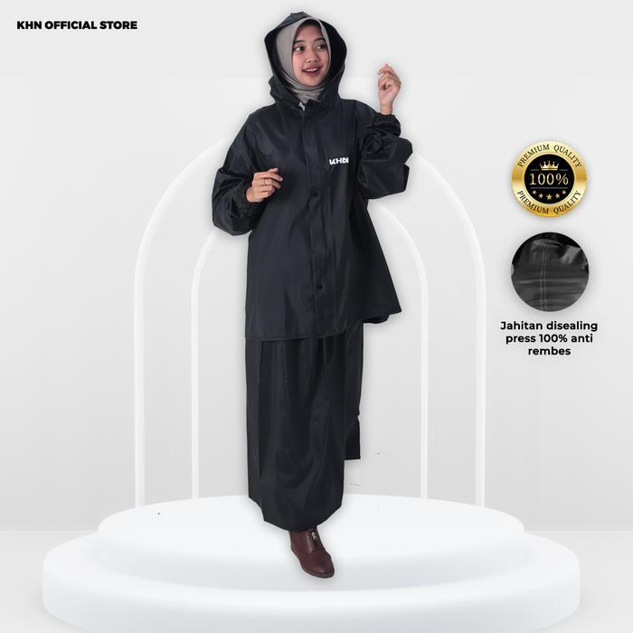 Jas hujan KHN setelan rok anti rembes Wanita Dewasa Gamis Syari