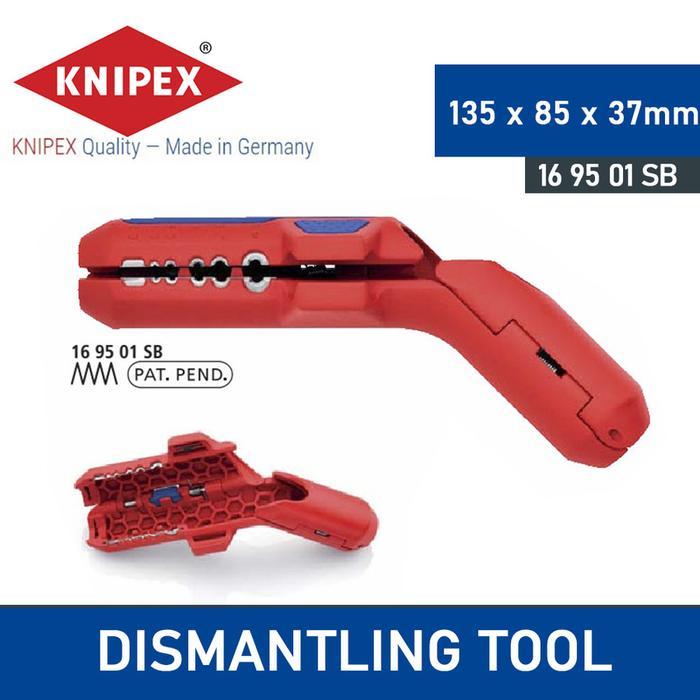 KNIPEX Alat Pengupas Kabel Universal Stripping Tool 16 95 01 SB Pisau Ergonomis dengan Pegas Pembuka