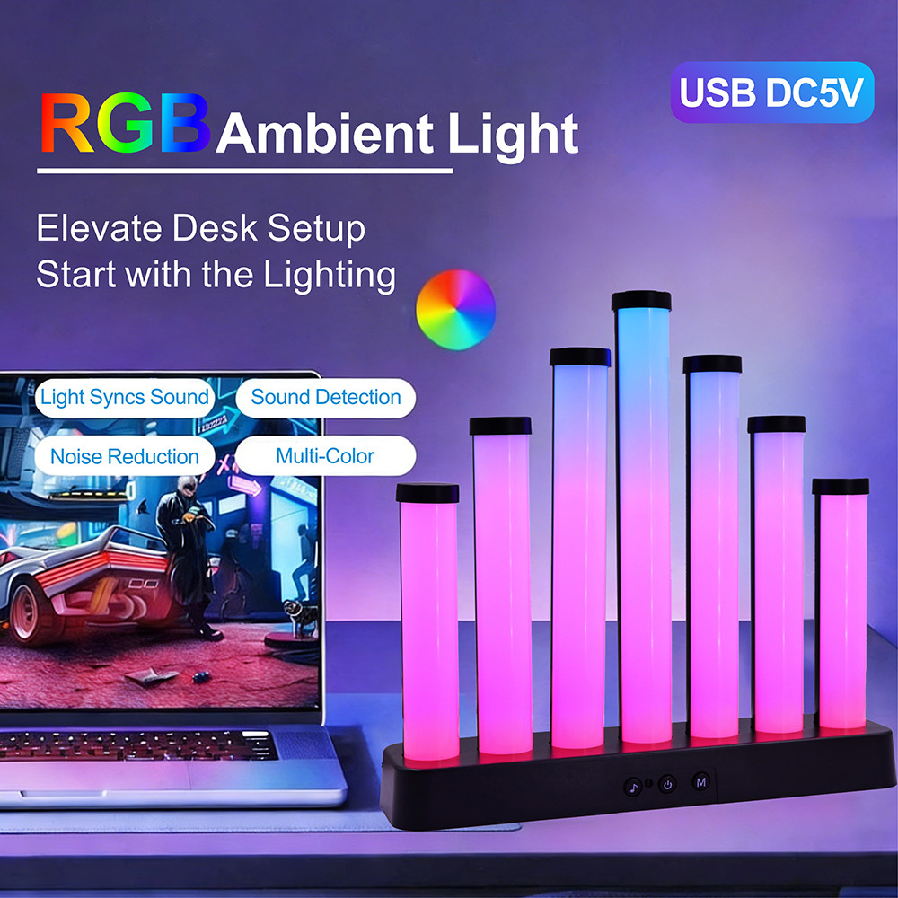 USB 5V RGB LED Light Bars RGB Rhythm Ambient Pickup Lamp with Atmosphere Light Strips for Gaming