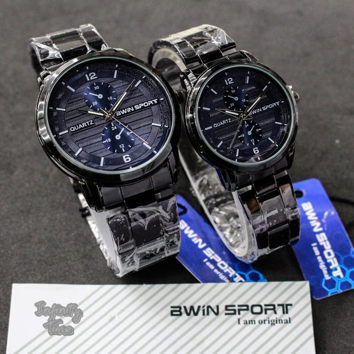 ORIGINAL Jam Tangan Couple Bwin Sport M1036G M1036L Analog Rantai Stainless Kualitas Untuk Motif