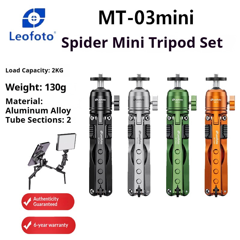 Leofoto Mt-03 Tri Kit, Multi-Color Desktop Tri With Ball Head, Ideal For Travel Photography And