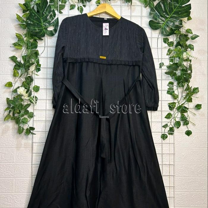 Almira Dress Rempel Dada/Gamis Anak Almira/Gamis Linen Tanggung Remaja Terbaik
