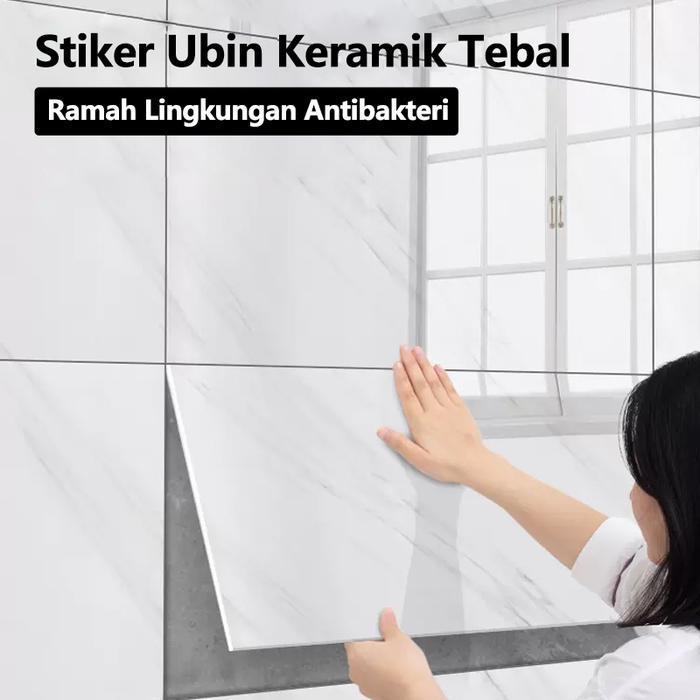 "New" Wallpaper Vinyl Kamar Mandi Anti Air Motif Marmer 30 x 60 cm Lantai Vinyl Marbel Granit Stiker