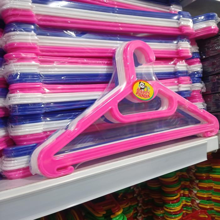 Gantungan Baju Plastik Hanger Segitiga Warna Happy Panda