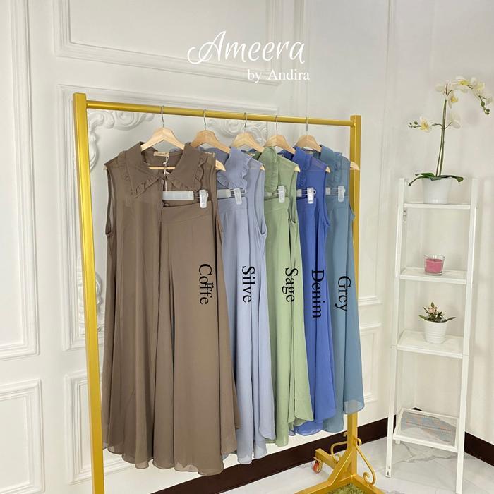 Best Seller 2 In 1 Naura One Set Tanpa Manset, Ceruty Baby Doll Higth Quality Setelan Outer Dan