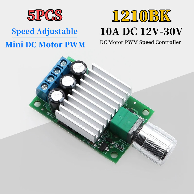 5Pcs 10A DC12V-30V Adjustable PWM DC Motor Speed Controller 12V 24V Speed Regulator Dimmer Control